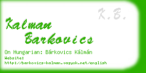 kalman barkovics business card